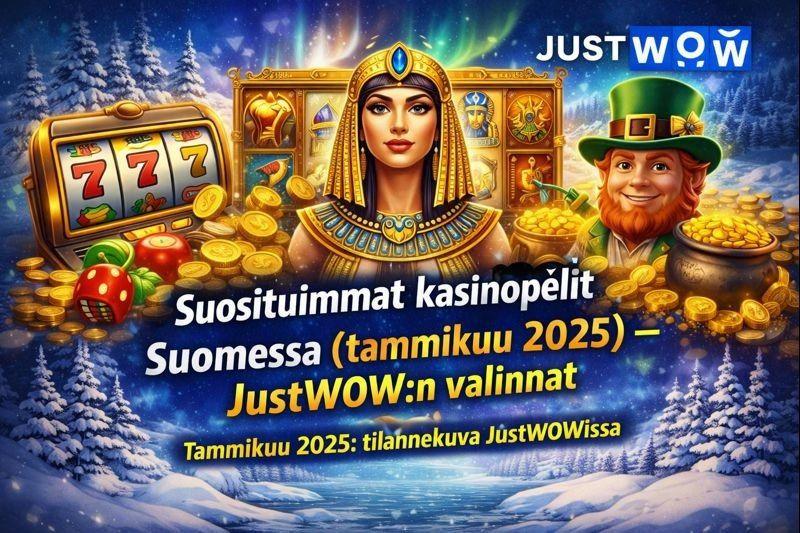 Suosituimmat kasinopelit Suomessa (tammikuu 2026) – JustWOW:n valinnat